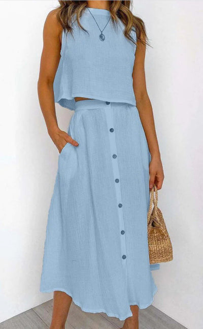 Solid Color Vest & Skirt Set EXCHANGE THRIFT