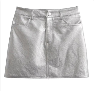 High-Waist Slim PU Skirt EXCHANGE THRIFT