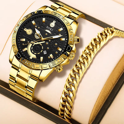 Luxury Steel Strap Men’s Quartz Timepiece null